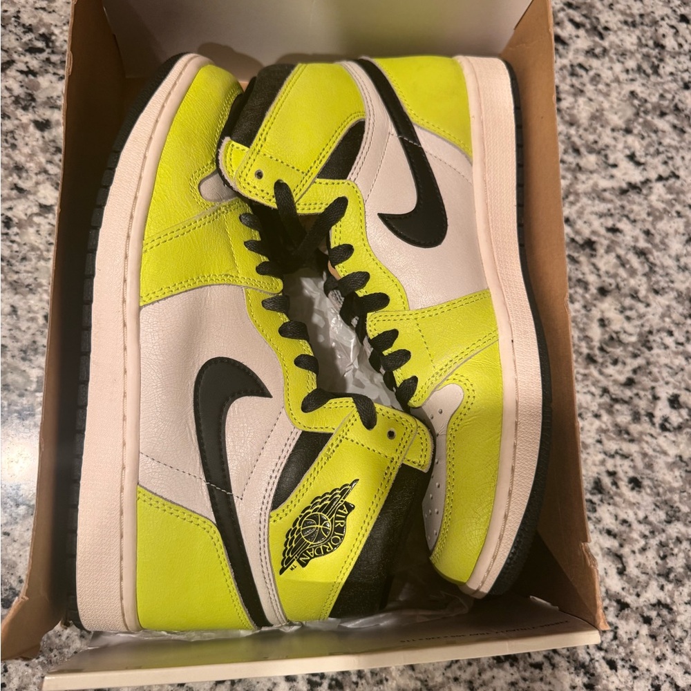 Nike Air Jordan High-Top Sneakers in Neon Yellow and Black pre owned